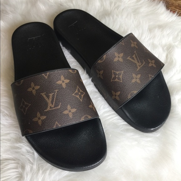 pink and red louis vuitton slides